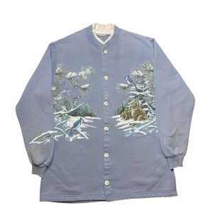 Vintage 90s Art Unlimited x rabbit animal‎ nature button down AOP sweater
